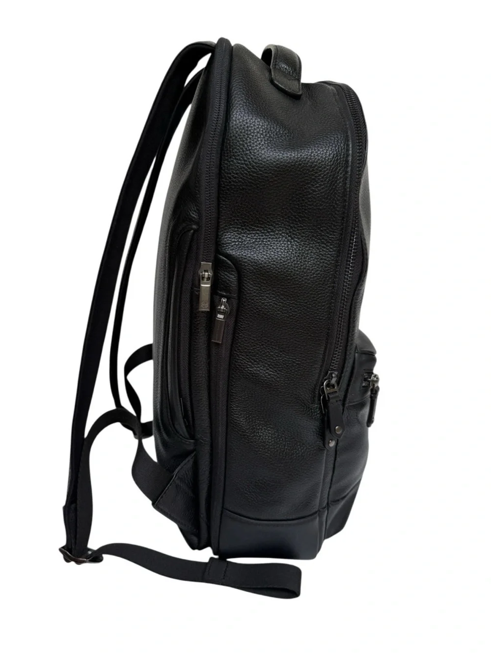 Hook and Albert Top Grain Black Leather Backpack
